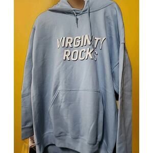 Virginity Rocks Hoodie Adult Blue Large Sweatshirt Graphic Long Sleeve New A126